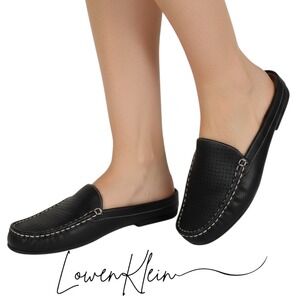 St Johns Bay Women's Mules Black Perforated Slip On‎ Loafers Size 8M